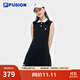 FILA FUSION斐樂(lè )潮牌女子針織連衣裙2025夏季新款無(wú)袖百褶連身裙 正黑色-BK M 165/84A/M