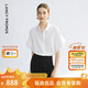 朗姿荷葉短袖翻領(lǐng)寬松白襯衫復古風(fēng)高級感2025年夏季新款通勤上衣 白色 M