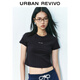 UR夏季新款女裝休閑學(xué)院風(fēng)字母短款修身短袖T恤UYU450080 藏青 (偏短) M