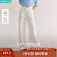 茵曼（INMAN）簡(jiǎn)約通勤闊腿直筒長(cháng)褲2025秋季女裝新款高腰顯瘦寬松休閑褲子 珍珠白 28