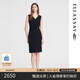 歌力思（ELLASSAY）秋季新款三醋酸褶皺收腰法式背心連衣裙女EWE353Y04000 經(jīng)典黑 S