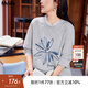 慕姍詩(shī)怡（MsShe）【空氣層】大碼女裝2025秋裝胖mm原創(chuàng  )植絨印花亮片刺繡衛衣 花灰色現貨 XL