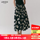 艾諾絲雅詩【商場(chǎng)同款】2025夏季新品100%棉碎花半身裙長(zhǎng)裙大裙擺40413595 黑底米花 S