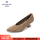 MALOVE MZ黑色高跟鞋女2025新款氣質(zhì)粗跟單鞋大碼職業(yè)通勤女鞋 烤杏仁色 38