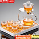 正揚(yáng)懶人玻璃自動(dòng)茶具套裝辦公高檔耐熱整套功夫磁吸泡茶神器透明茶杯 玻璃(追月)自動(dòng)+6高雙+長琴白