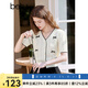 百圖betu女裝2025夏季新款毛針織衫V領(lǐng)精致提花立體蝴蝶結(jié)毛衫2503T11 米白 S