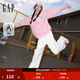 GAP男女裝2025秋季新款大G字母仿羊羔絨寬松夾克開(kāi)衫衛衣787408 粉色 S (165/88A)亞洲尺碼