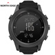 NORTH EDGE戶(hù)外運動(dòng)電子手表男士指南針鬧鐘溫度氣壓高度計防水計步登山軍表 APACHE-46【硅膠黑】