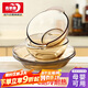 青蘋(píng)果歐式茶色耐熱玻璃碗盤(pán)餐具套裝水果沙拉碗2碗2盤(pán)4件套