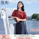 香影紅色襯衫女短袖2025夏裝新款萊賽爾天絲襯衣洋氣圓領法式上衣 紅色 S 155/80A/85-95斤