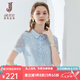 經(jīng)典故事（JANE STORY）2025新款設(shè)計(jì)感法式雪紡襯衫女夏季短袖襯衣高級(jí)感質(zhì)感簡約上衣 M03 淺藍(lán)色 S
