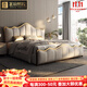 ZONFUXY意式輕奢真皮床豪華婚床現代主臥新款高端皇冠軟包床雙人床大皮床 【框架結構】真皮床 1.8*2米+乳膠床墊+2床頭柜