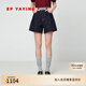 EP雅瑩女裝 含桑蠶絲撞色棉質(zhì)高腰牛仔短褲 2025新款J613A 藏青 L