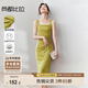 尚都比拉法式高級感連衣裙女秋季赫本風(fēng)長(cháng)款氣質(zhì)A字裙抽褶收腰顯瘦背帶裙