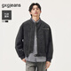 gxg.jeans男裝* PU皮時(shí)尚休閑寬松棒球領(lǐng)飛行員夾克外套25秋新品 黑灰 L (175)