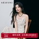 詩(shī)凡黎（'SEIFINI）詩(shī)凡黎法式波點(diǎn)吊帶連衣裙2025夏新款荷葉邊緞面提花甜美中長(cháng)裙 米白 M