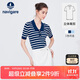 Navigare意大利小帆船女士翻領(lǐng)條紋針織短袖T恤2324524509 海軍藍(lán)/白 L 