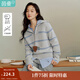 茵曼2025秋冬女裝新款 復(fù)古美式撞色條紋毛衣休閑翻領(lǐng)寬松針織外套 灰色 S