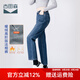 古田森加絨牛仔褲女冬季高腰休閑褲子保暖小個(gè)子男友九分褲女4S3189 藍(lán)色 27