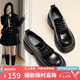 ZHR單鞋女春秋英倫風(fēng)系帶樂(lè)福鞋女氣質(zhì)粗高跟女鞋 AY157 黑色 36 