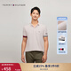 TOMMY HILFIGER春夏男裝珠地網(wǎng)眼撞色袖口潮流多色休閑翻領(lǐng)短袖T恤POLO衫 云沐白AC0 M （推薦：130-140斤）