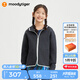 moodytiger女童空氣層外套春秋裝連帽柔軟寬松純色簡(jiǎn)約兒童戶外休閑運(yùn)動(dòng)外衣 黑花灰 130 cm