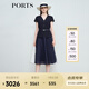 PORTS寶姿女裝2025春夏新款優(yōu)雅淑女經(jīng)典通勤拼接紗裙收腰連衣裙 丈青色 XS 2