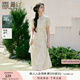 香影綠色新中式天絲連衣裙女2025夏裝新款高腰盤扣立領(lǐng)輕國風裙子 果綠 L 165/88A/110-125斤