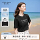 秋水伊人經(jīng)典簡(jiǎn)約圓領(lǐng)短袖T恤夏季新款女正肩顯瘦百搭上衣 黑色 M