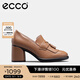 愛步（ECCO）高跟鞋女 優(yōu)雅流蘇深口牛皮粗跟正裝單鞋女  雕塑奢華222663 HL 淺棕色22266301291 35