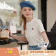 哈吉斯（HAZZYS）女裝 夏季女士【3A抗菌】PHIZ圓領(lǐng)休閑簡(jiǎn)約短袖T恤女 米黃色OW (165/88A 40) L