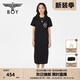 BOY LONDON【夏日畫(huà)廊】夏女士長(cháng)裙顯瘦開(kāi)叉寬松黑色連衣裙W17703 黑色 L