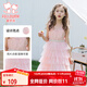 富羅迷女童連衣裙蛋糕公主裙小女孩網(wǎng)紗蛋糕裙中大童禮服裙 粉色 130