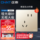 正泰（CHNT）開(kāi)關(guān)插座面板86型暗裝家用墻壁開(kāi)關(guān)面板五孔插座網(wǎng)線(xiàn)廚房6T香檳金 斜五孔插座10只裝