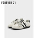 FOREVER21真皮德訓女鞋春秋款德訓鞋女運動(dòng)休閑鞋子女款賽車(chē)鞋 白黑 38