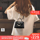 viney包包女包牛皮凱莉包品牌斜挎包輕奢生日禮物送女友老婆 【黑色】高級感實(shí)用ck風(fēng)手提單肩包