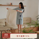朵朵·可可睡衣女2025夏季新款棉麻圓領(lǐng)撞色格子短袖短褲家居服套裝 藍格 S (155)