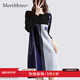 MeetMetro瑪依爾時(shí)尚假兩件連衣裙女2025秋新款針織長(zhǎng)袖毛衣裙 黑色【現(xiàn)貨】 S