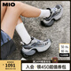 MIO【戚薇同款】米奧透氣老爹鞋厚底增高休閑運動鞋輪胎鞋女鞋網(wǎng)面鞋 灰/白/黑色 37