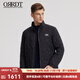 ORRDT澳林丹頓棉夾克男 皮質(zhì)胸章秋冬保暖衍縫立領(lǐng)棉服外套 黑色 54 (2XL)