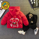 G.duck寶寶棉衣冬季寶寶棉服冬季男童套裝冬裝加絨加厚兒童棉襖套裝 小熊頭棉衣紅色（棉衣+褲子） 100 建議兩歲左右