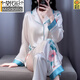 莫代爾高級感水光綢印花睡衣女士春季防真絲綢翻領(lǐng)家居服套裝可外穿新款 繁花-芝蘭 商柜品質(zhì) 7A軟絲 XL