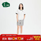 松山棉店萌寵條紋短袖短褲套裝情侶睡衣夏棉莫家居服寬松女士-白色XL