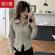 柯蘭娜設計感小眾翻領(lǐng)不規則長(cháng)袖正肩襯衫女顯瘦上衣T恤2025秋款 灰色 L (建議100~120斤)
