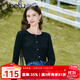 百圖betu女裝秋新款T恤圓領(lǐng)長袖精致蝴蝶結(jié)紐扣針織T恤女2308T19 黑色 M （黑色預(yù)售11/10發(fā)貨）