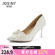 卓詩尼婚鞋高跟鞋女2025秋季新款法式絕美蝴蝶結(jié)訂婚宴會(huì)秀禾新娘鞋單鞋 銀色 37