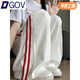 DGOV美式復(fù)古高腰直筒顯瘦休閑褲女褲子夏季女小個子薄款條紋闊腿褲女 白色（zt） M 推薦95-110斤