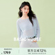 Basic House/百家好慵懶風(fēng)鏤空針織衫女夏季新款淡人圓領(lǐng)寬松罩衫 藍(lán)色 S