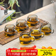 高茗玻璃茶杯小茶杯6只套裝喝茶專(zhuān)用品茗杯家用精致耐高溫帶把小茶杯 羅漢把杯 160ml 6只