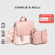 CHARLIE&KELLI CK品牌包包女包雙肩包女士上班通勤小背包少女可愛(ài)書(shū)包生日禮物 粉色【京倉配送 品牌禮袋】